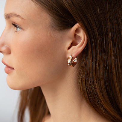 Сережки - кільця "Luisa" у червоному золоті с09162 №2