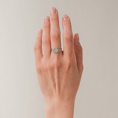 Золота каблучка "Сердечко" з фіанітами к08300 №15