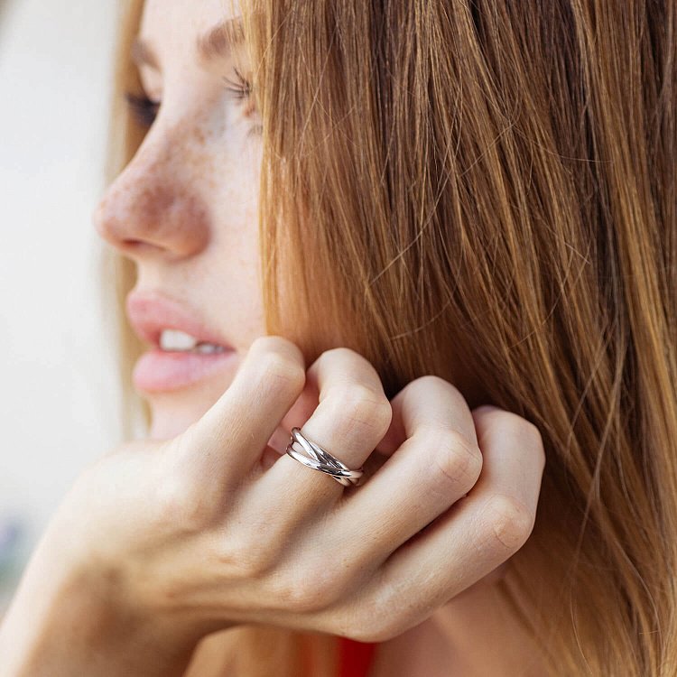 Золота каблучка "Кругообіг" (потрійна) к07642 від ювелірного магазину Онікс - 2