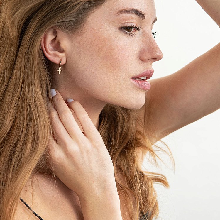 Золоті сережки "Хрестики" с04412 від ювелірного магазину Онікс - 2