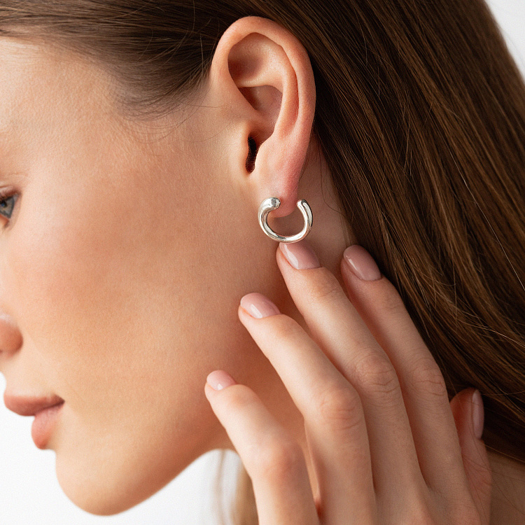 Серебряные серьги - пусеты "Jessica" 123457 от ювелирного магазина Оникс - 3