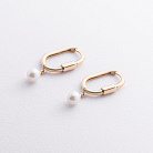 Сережки "Amelie" з перлами (жовте золото) с09631 от ювелирного магазина Оникс - 1