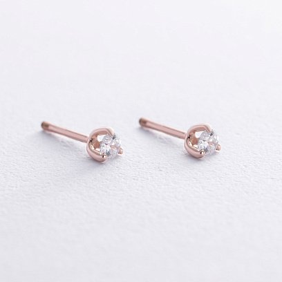 Золотые серьги - пусеты (фианиты) с01569