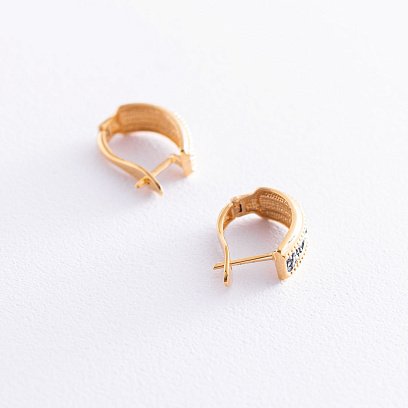 Серебряные серьги "Цветочки" с позолотой 122793 №5