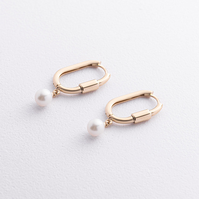 Сережки "Amelie" з перлами (жовте золото) с09631 №2