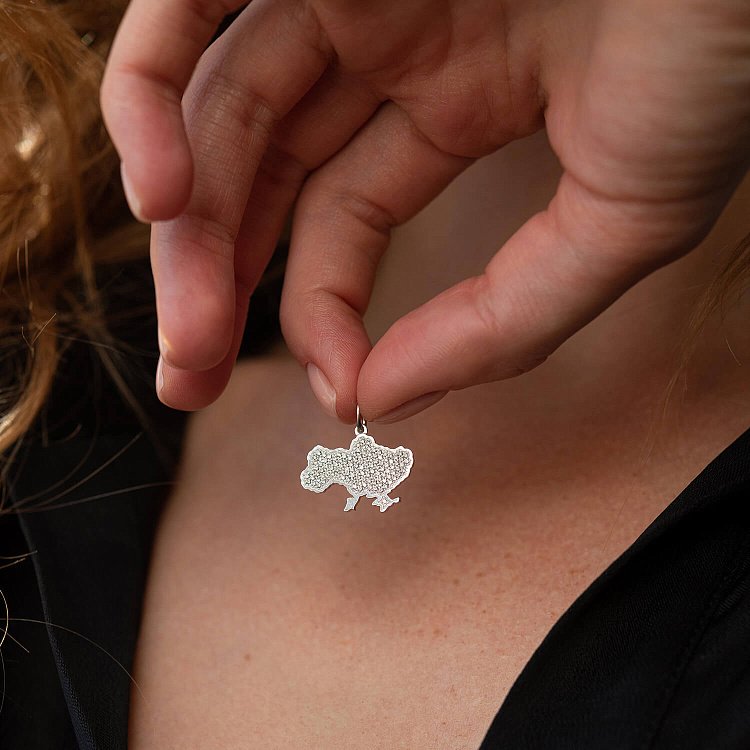 Золота підвіска "Україна" з діамантами 128281121 від ювелірного магазину Онікс - 1