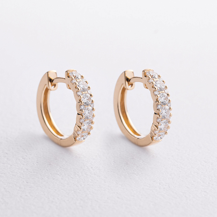 Серьги - кольца в желтом золоте (бриллианты) сб0728ri от ювелирного магазина Оникс