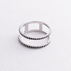 Двойное серебряное кольцо с черными фианитами 106010 от ювелирного магазина Оникс - 3