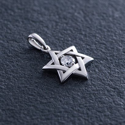 Золотая подвеска "Звезда Давида" (фианит) п03887