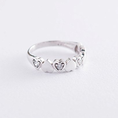 Золотое кольцо "Сердечки" (фианиты) к05595