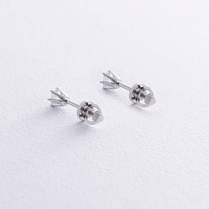 Сережки - пусети з діамантами (біле золото) 331581121 №3