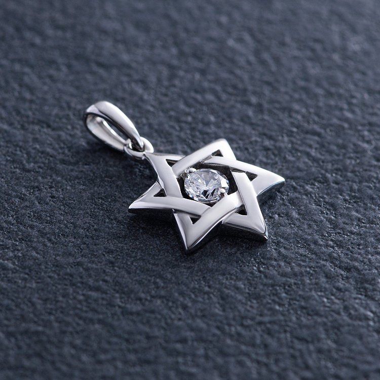 Золотая подвеска "Звезда Давида" (фианит) п03887 от ювелирного магазина Оникс