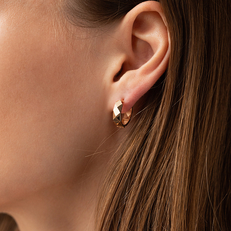 Серьги - кольца в красном золоте с09212 от ювелирного магазина Оникс - 1