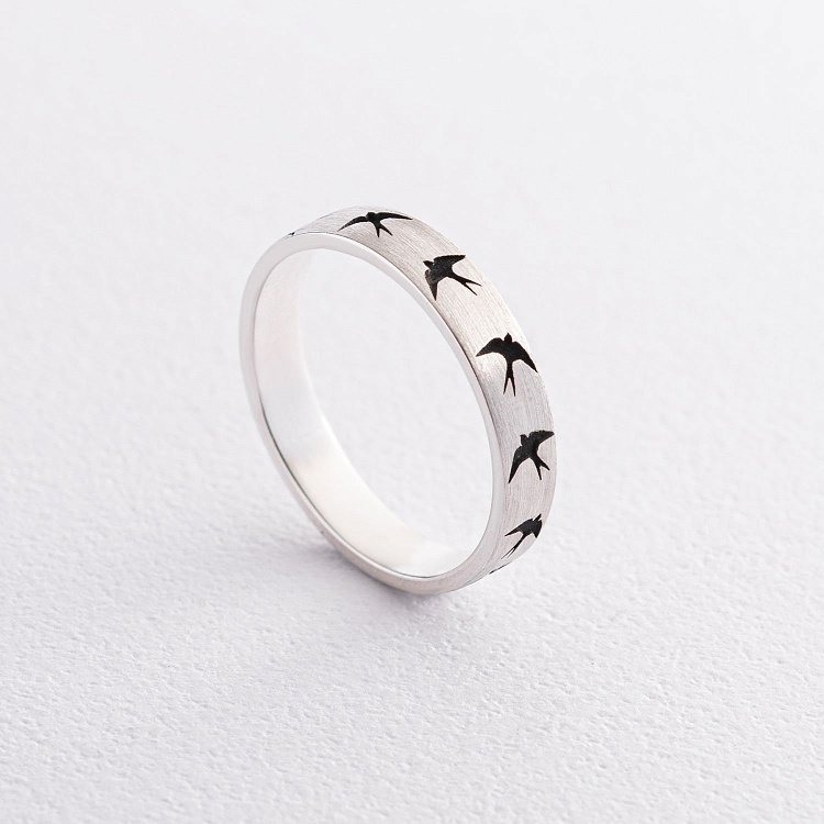 Серебряное кольцо "Ласточки" 112565л от ювелирного магазина Оникс