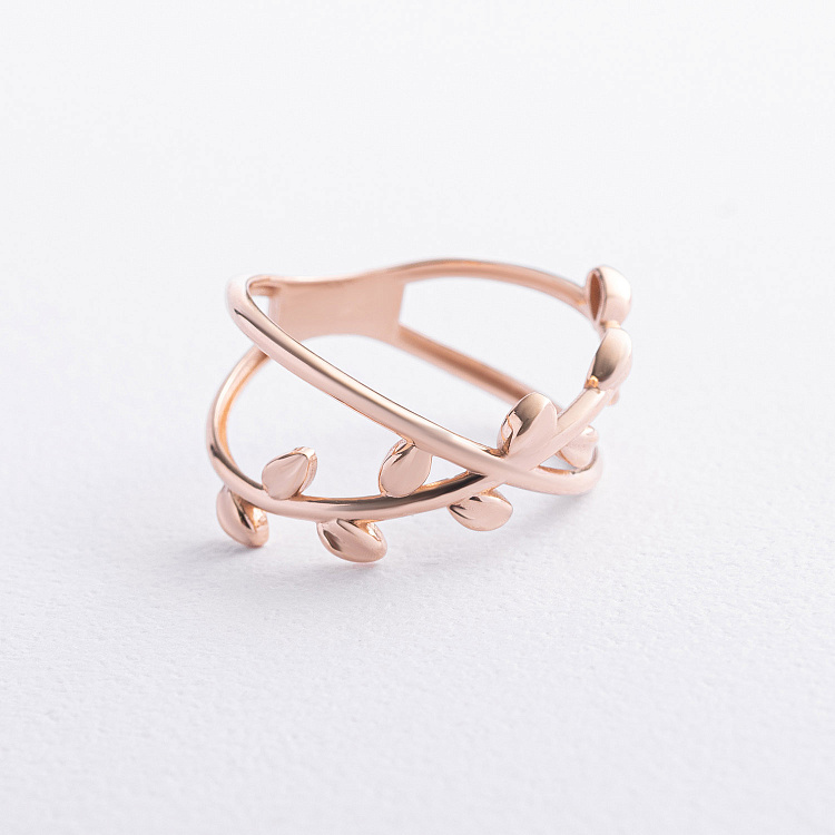 Кольцо "Веточка" в красном золоте к08474 от ювелирного магазина Оникс - 1