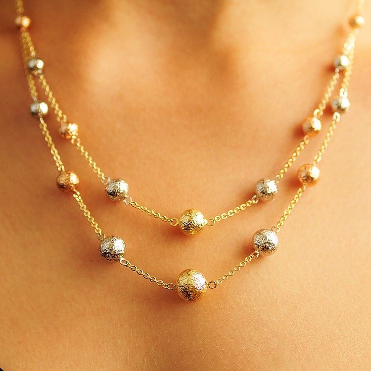 Золотое колье "Шарики" кол00575 от ювелирного магазина Оникс - 1