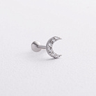 Одиночная серебряная серьга "Луна" в хрящ ушка (фианиты) 40107 от ювелирного магазина Оникс