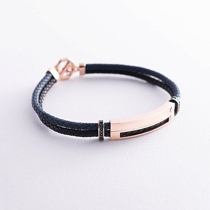 Мужской браслет с золотыми вставками и фианитами б04543