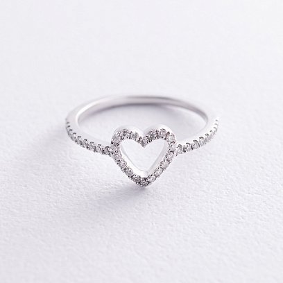 Золотое кольцо "Сердечко" с бриллиантами кб0496ch