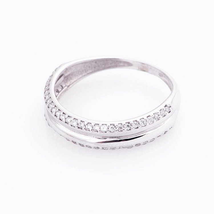 Золота каблучка з фіанітами к05050 від ювелірного магазину Онікс - 1