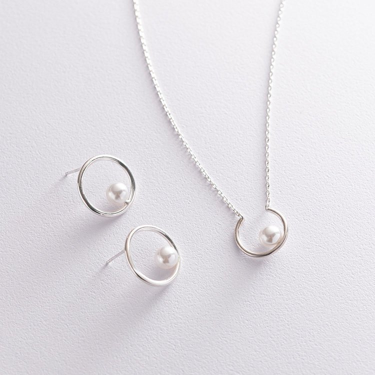 Серебряное колье с жемчужиной 181015 от ювелирного магазина Оникс - 4