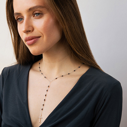 Золотое колье с крестиком (фианиты) кол02594 №4