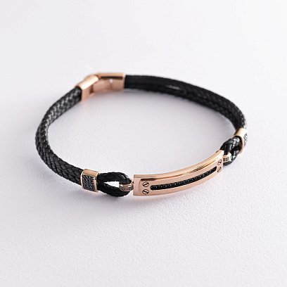 Каучуковый браслет из красного золота с фианитами б03982