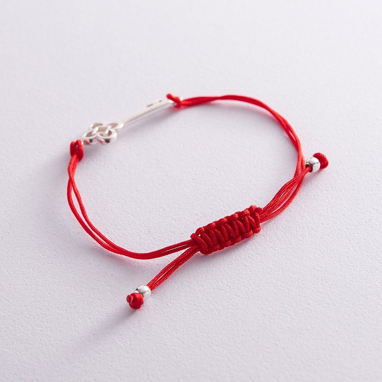 Браслет з червоною ниткою "Ключик - конюшина" 141104 від ювелірного магазину Онікс - 2