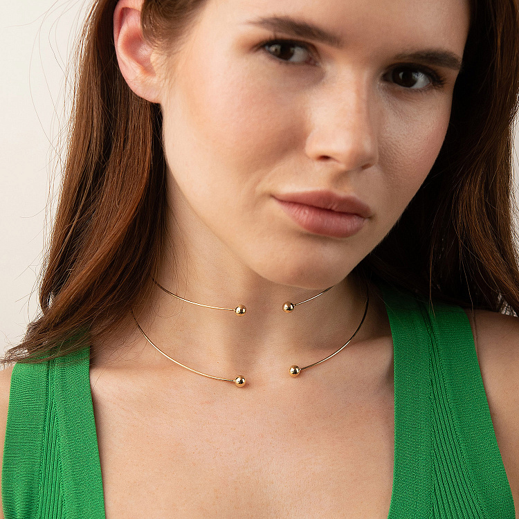 Кольє - чокер "Demi" (жовте золото) з кульками кол02614 від ювелірного магазину Онікс - 6