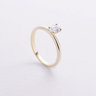 Помолвочное кольцо в желтом золоте (фианит овал) к08200