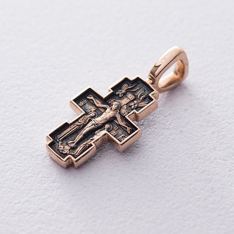 Золотий православний хрест "Розп'яття. Ікона Божої Матері" Годувальниця " п02652 від ювелірного магазину Онікс