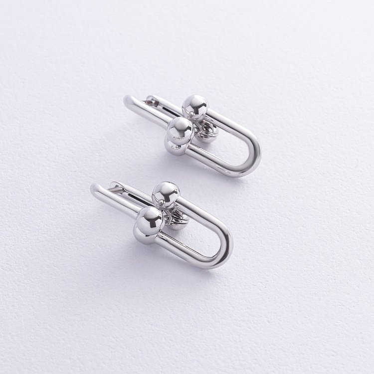 Сережки "Фантазія" у білому золоті с08793 від ювелірного магазину Онікс