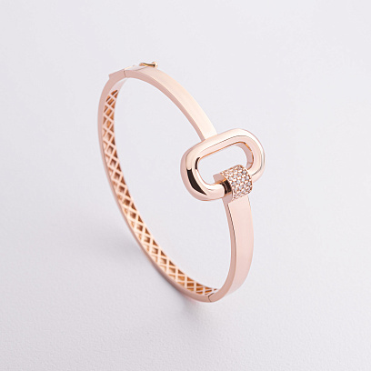 Жорсткий браслет "Alice" у червоному золоті (фіаніти) б05734