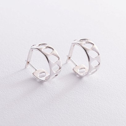 Серебряные серьги "Ромбы" 123057 №5