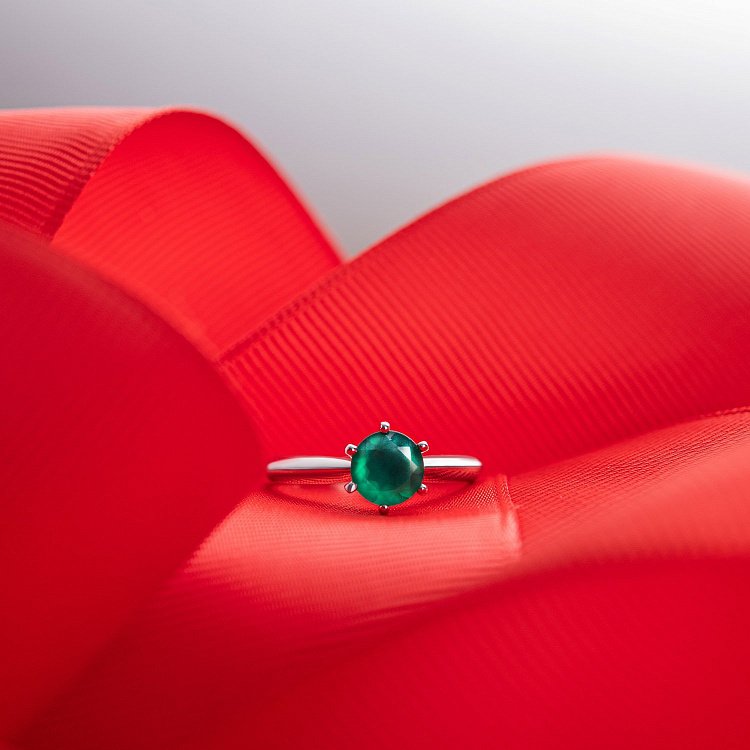 Серебряное кольцо с агатом 1851/1p-GRAG от ювелирного магазина Оникс - 4