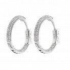 Срібні сережки-кільця з фіанітами 12910 от ювелирного магазина Оникс - 1