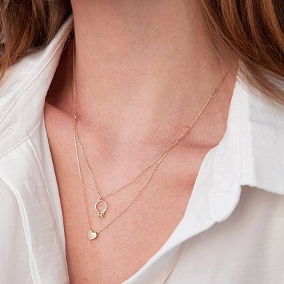 Золотое колье с помолвочным кольцом и сердцем (фианит) кол02466 №2