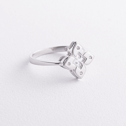 Срібна каблучка "Конюшина" з фіанітами 112835 №2