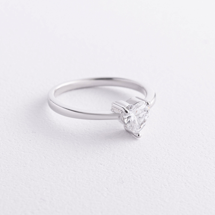 Заручальна каблучка «Серце» з фіанітом 112847 від ювелірного магазину Онікс - 1