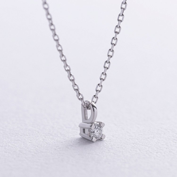 Колье в белом золоте с бриллиантом 719361121 от ювелирного магазина Оникс