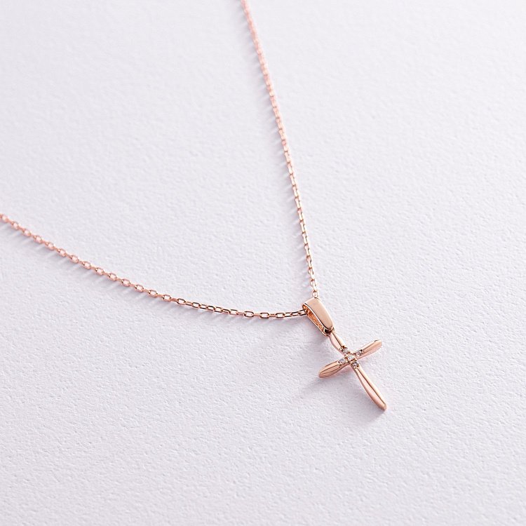 Золоте кольє "Хрестик" з фіанітами кол02189 від ювелірного магазину Онікс