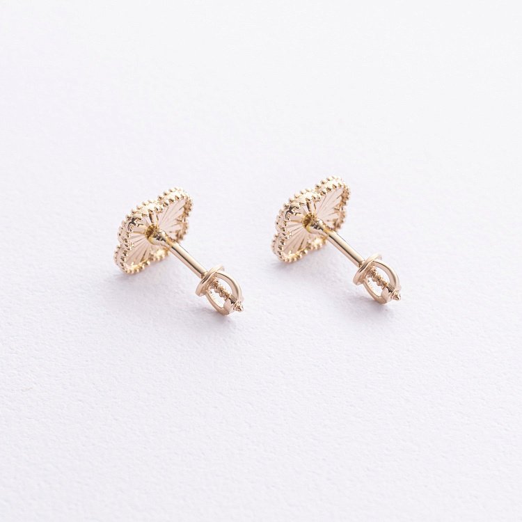 Серьги - пусеты "Клевер" в желтом золоте с09206 от ювелирного магазина Оникс - 2