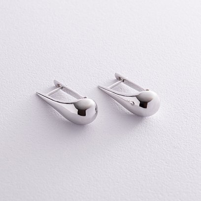 Сережки "Маленькі крапельки" у білому золоті (2.6 см) с08228 №5