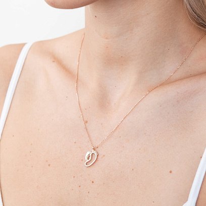 Золотое колье "Ножки матери и младенца" (фианиты) кол01363 №4