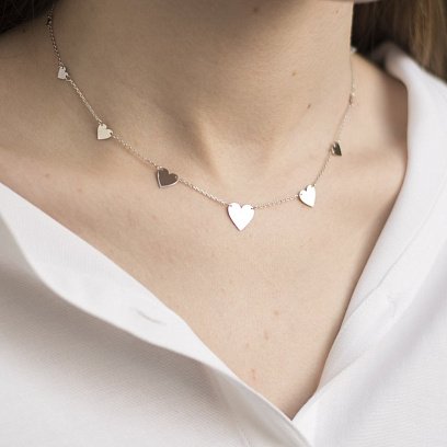 Золоте кольє з сердечками кол01451 №3