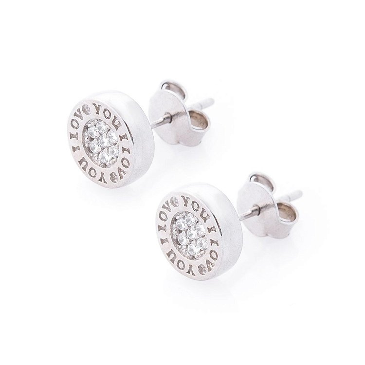 Срібні сережки-пусети з фіанітами 122457 від ювелірного магазину Онікс