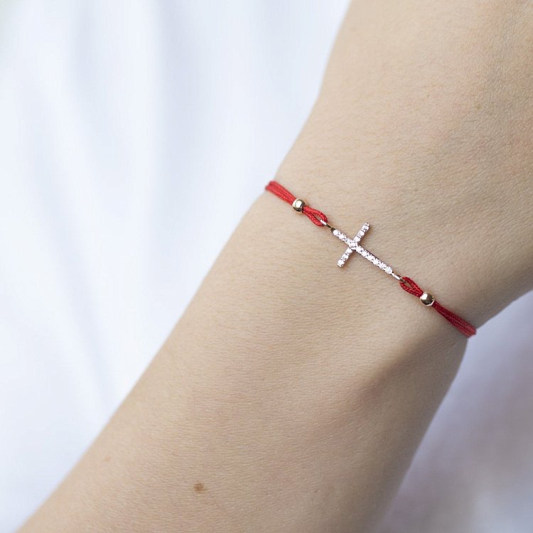 Браслет з червоною ниткою і хрестиком (фіаніти) б02583 від ювелірного магазину Онікс - 3