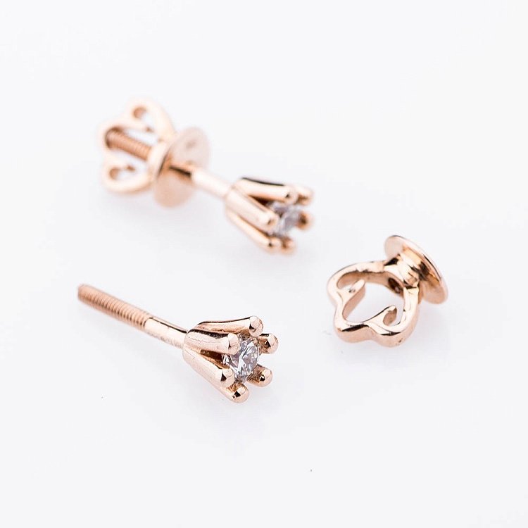 Золотые серьги-гвоздики с бриллиантами е0660к от ювелирного магазина Оникс - 1