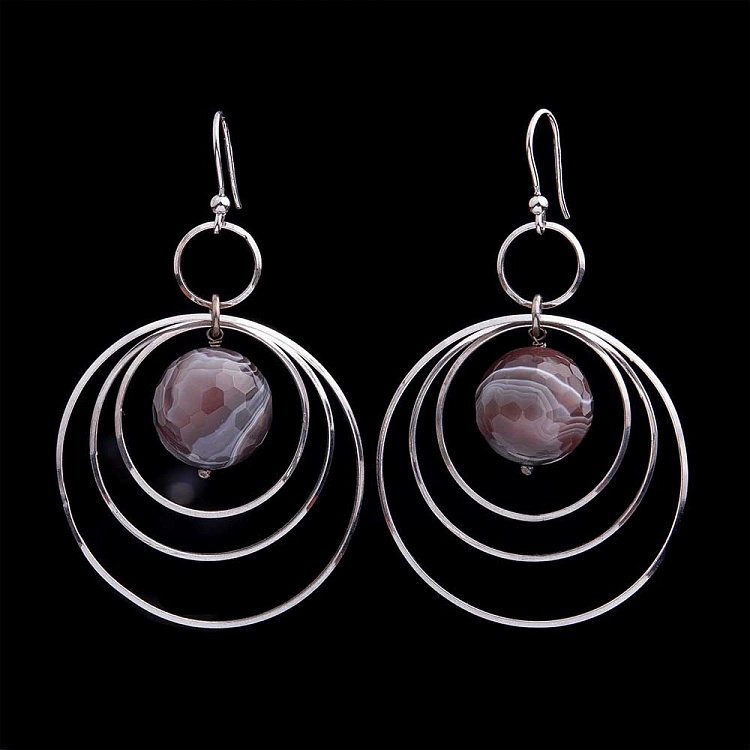 Сережки з агатом 245с24 - 2 Сережки з агатом 245с24 від ювелірного магазину Онікс - 2