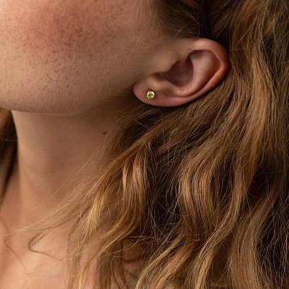 Серебряные серьги - пусеты (голубые и желтые камни) 502 №6